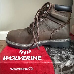 Wolverine Dark Brown Leather Steel Toe Work Boots